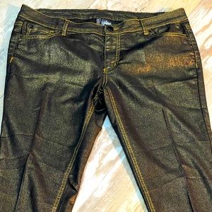 Bisou Bisou black/gold sparkle straight leg jeans. Sz12 Boho New Years Eve Party